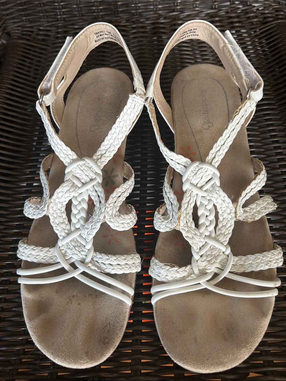 Women’s Baretraps White Braided Strap Sandals